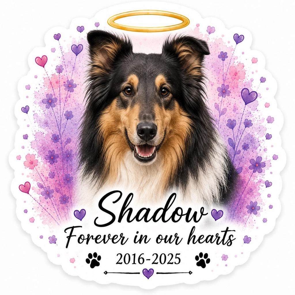 Custom Pet Memorial Sticker | Watercolor Pet Portrait Decal (Die Cut)