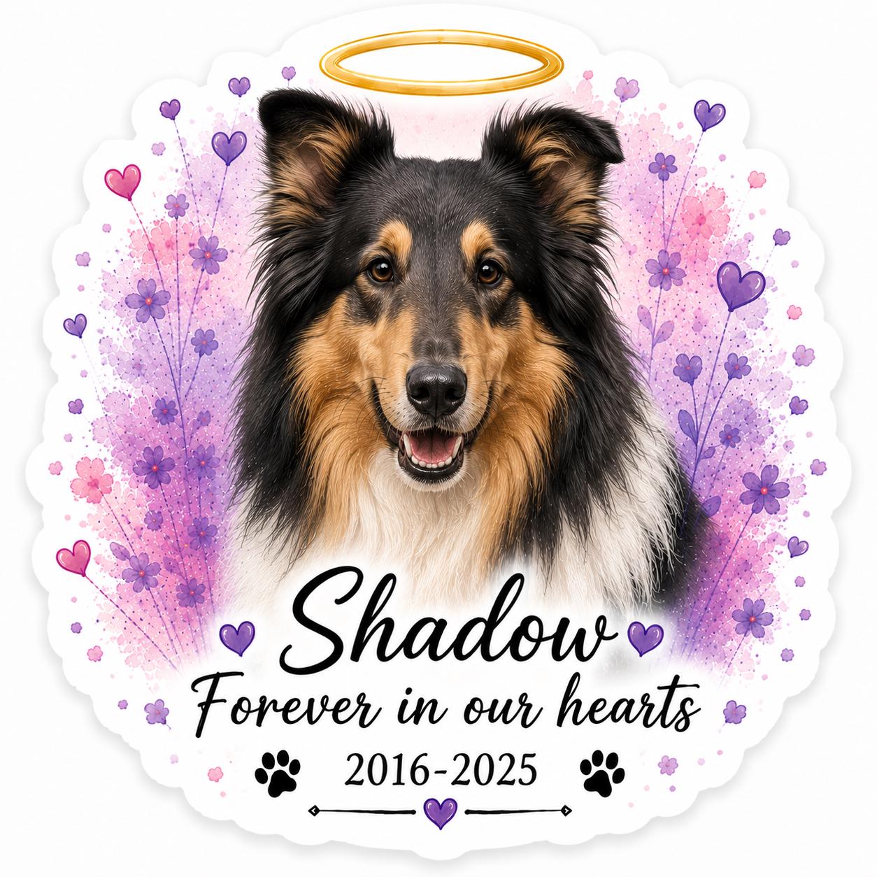 Custom Pet Memorial Sticker | Watercolor Pet Portrait Decal (Die Cut)