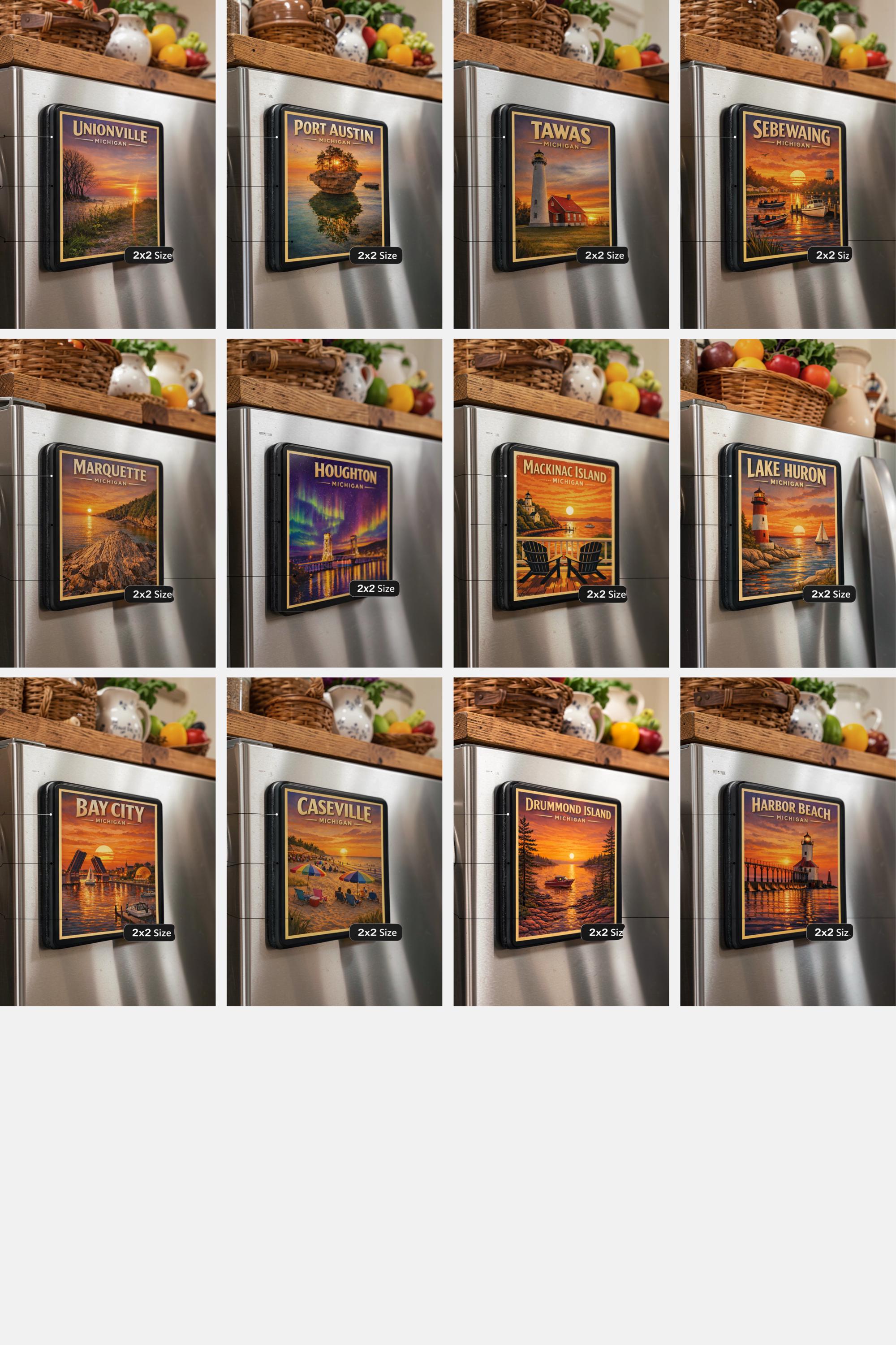 Custom Michigan Magnets | Choose Any 3 Locations | 2x2 Souvenir Set