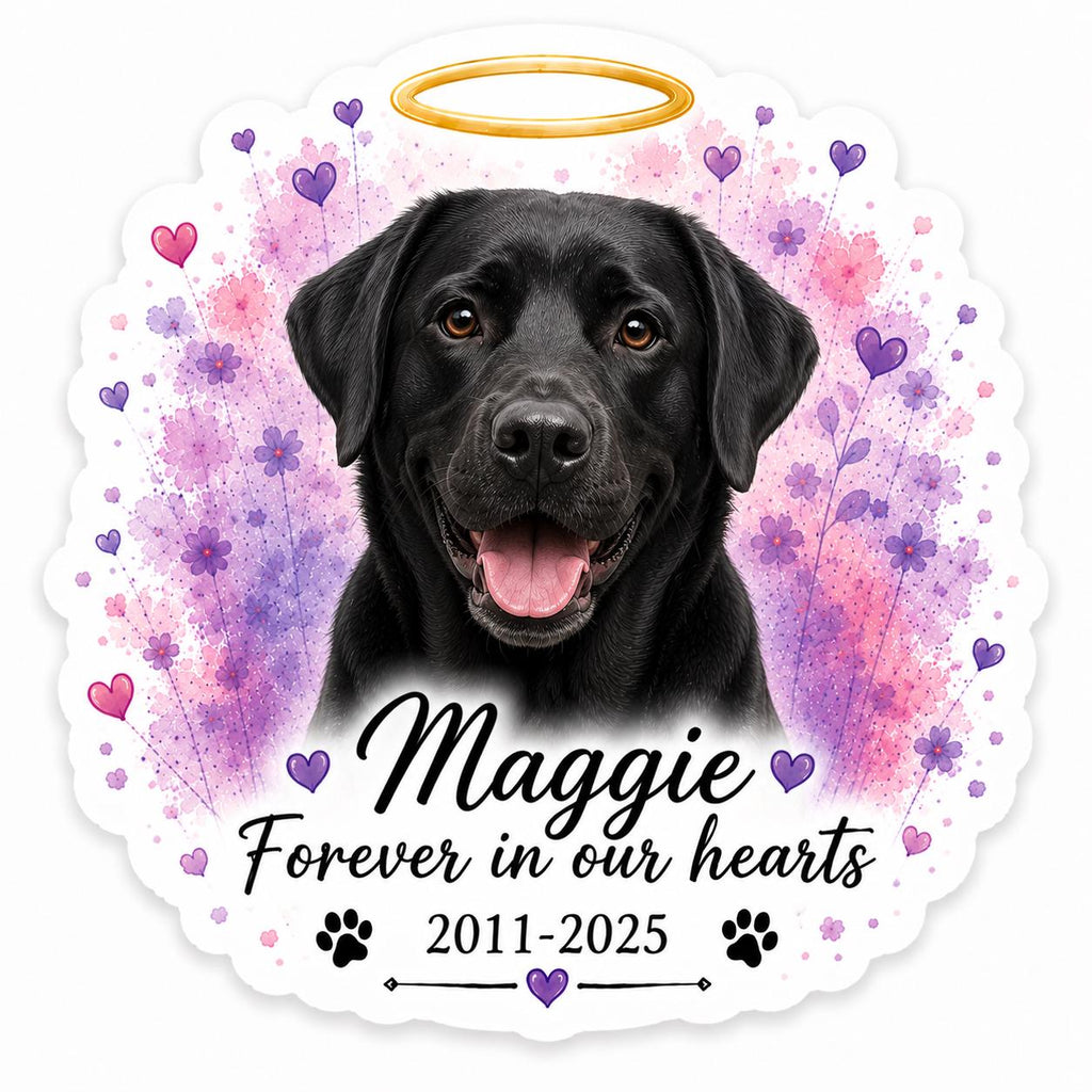 Custom Pet Memorial Sticker | Watercolor Pet Portrait Decal (Die Cut)