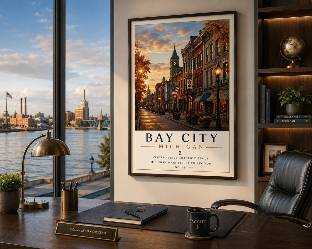 Bay City Michigan Print | Center Avenue Historic District | Vintage Travel Poster (Digital Download)