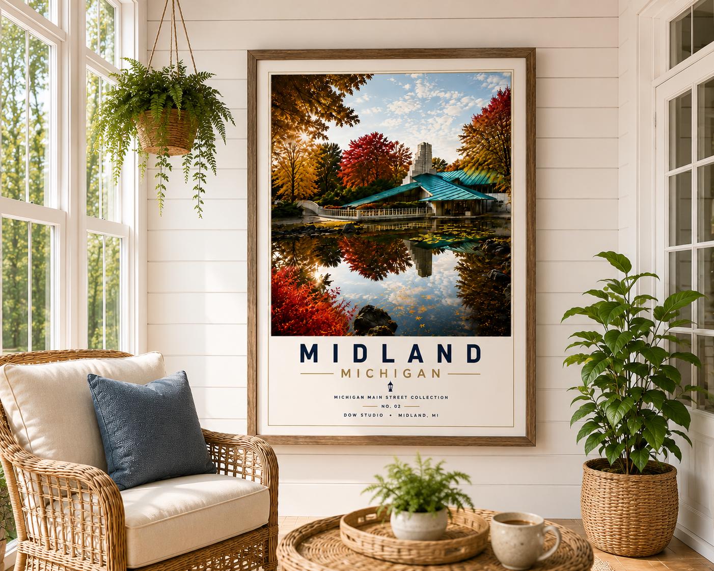Midland Michigan Print | Dow Gardens Whiting Forest Travel Poster (Digital Download)