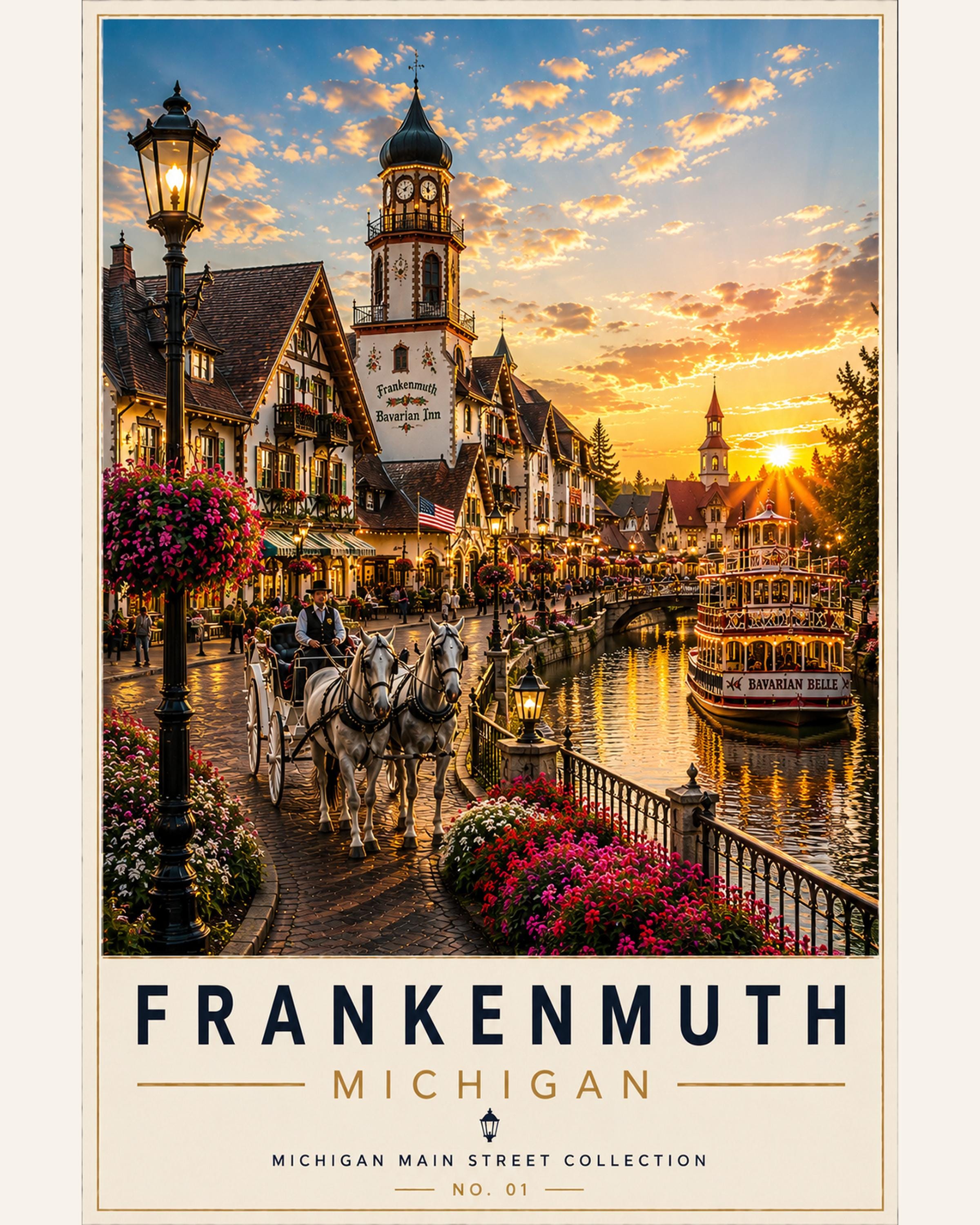 Frankenmuth Michigan Print | Bavarian Village Travel Poster (Digital Download)