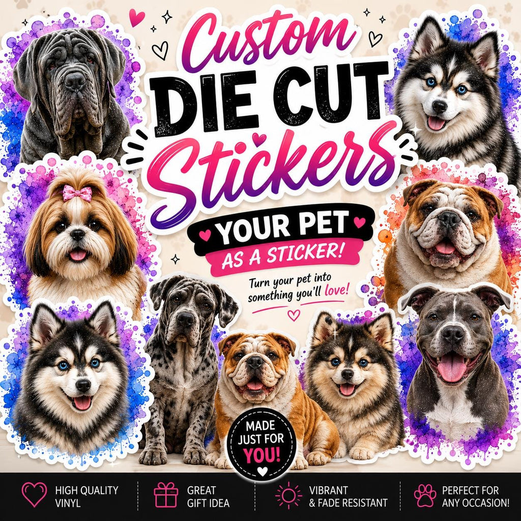 Custom Pet Portrait Die Cut Sticker | Vinyl Pet Decal