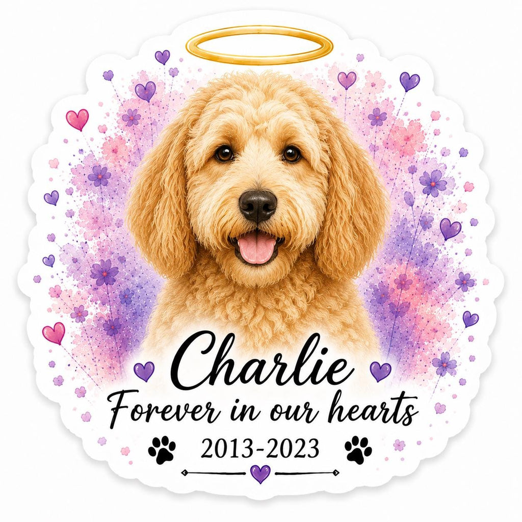 Custom Pet Memorial Sticker | Watercolor Pet Portrait Decal (Die Cut)