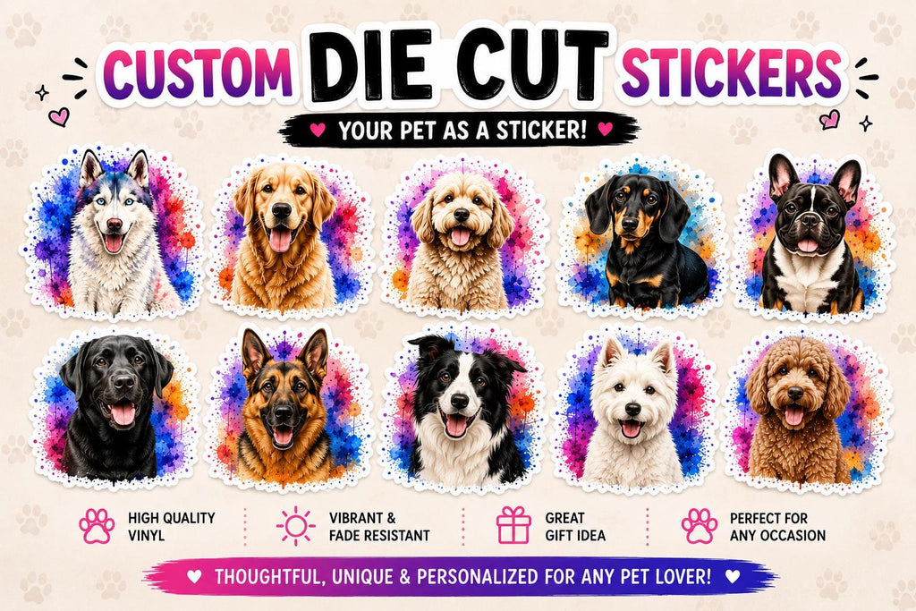 Custom Pet Portrait Die Cut Sticker | Vinyl Pet Decal