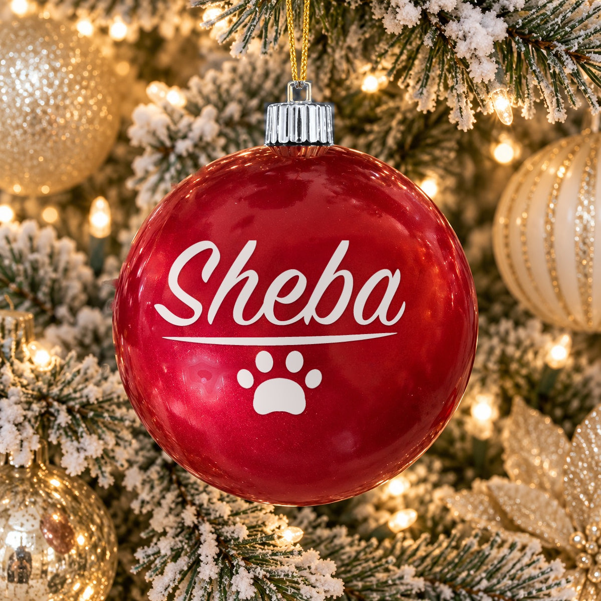 Personalized Pet Name Ornament | Cat Paw Print | The Mary Christmas Collection