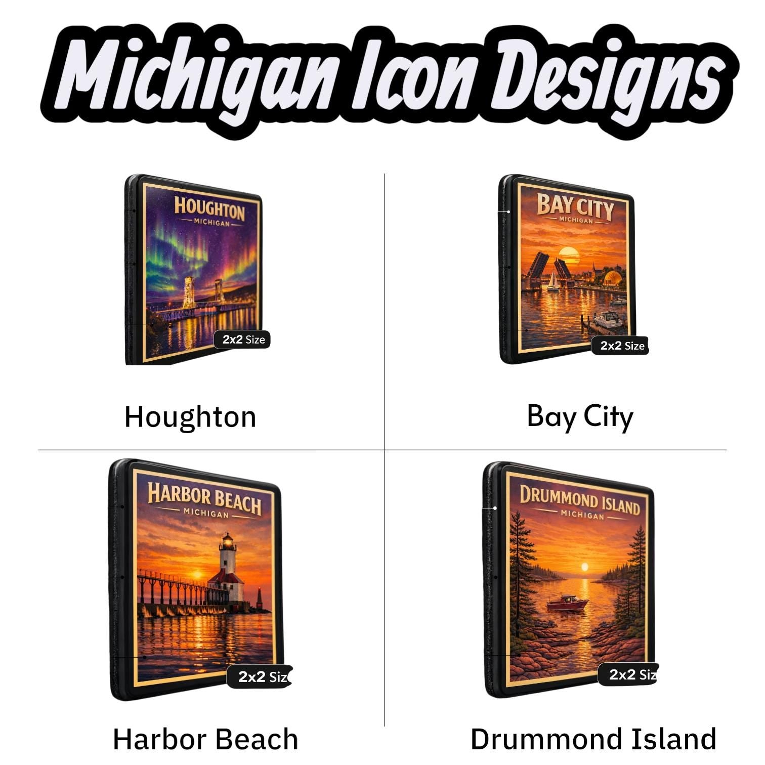 Custom Michigan Magnets | Choose Any 3 Locations | 2x2 Souvenir Set