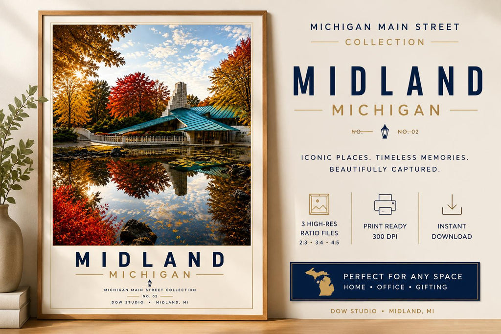 Midland Michigan Print | Dow Gardens Whiting Forest Travel Poster (Digital Download)