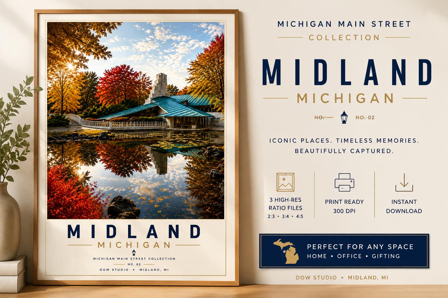 Midland Michigan Print | Dow Gardens Whiting Forest Travel Poster (Digital Download)