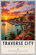 Traverse City Michigan Travel Poster | Northern Michigan Sunset Decor (Digital Download)
