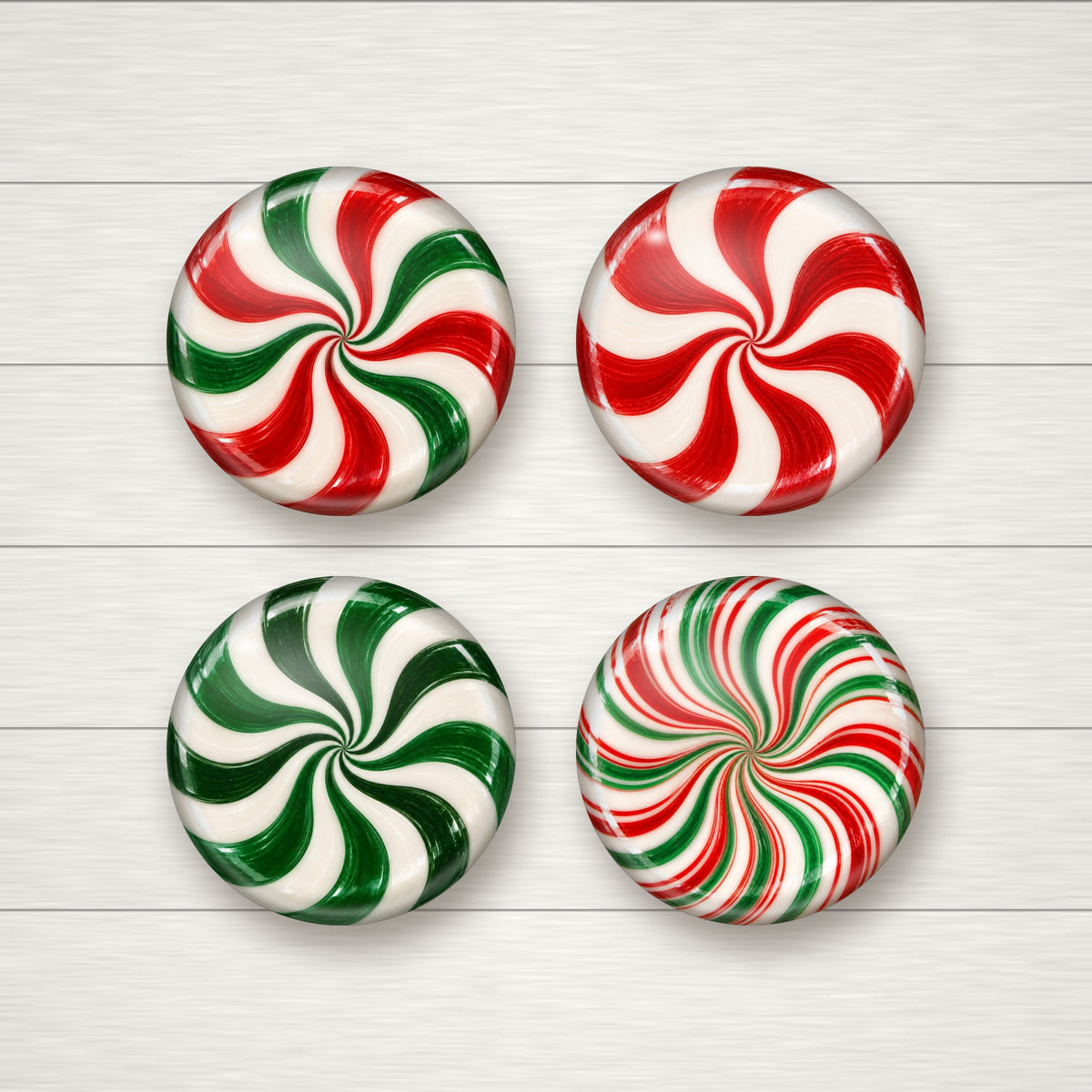 Peppermint Candy glass magnet set of 4