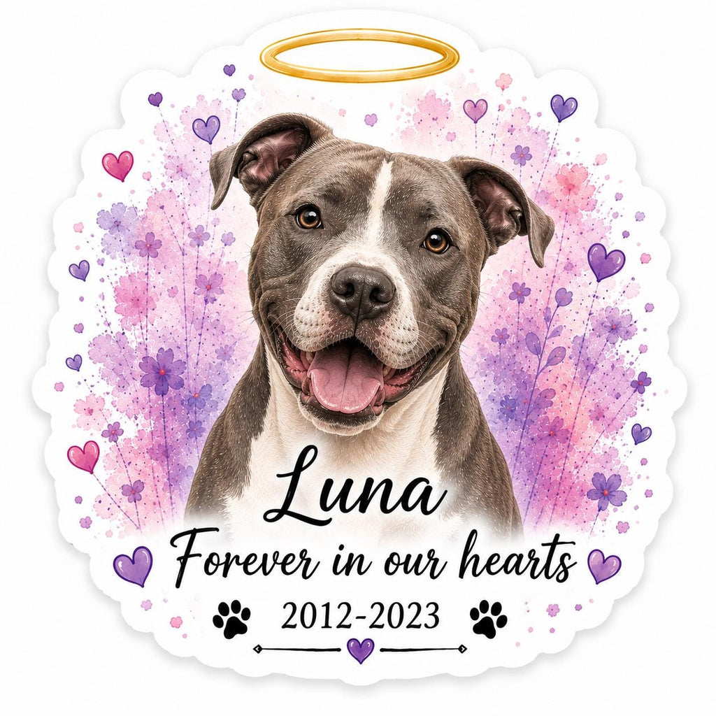 Custom Pet Memorial Sticker | Watercolor Pet Portrait Decal (Die Cut)