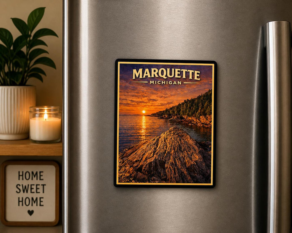 Marquette Michigan Magnet | Lake Superior Sunset Cliffs | Upper Peninsula Souvenir