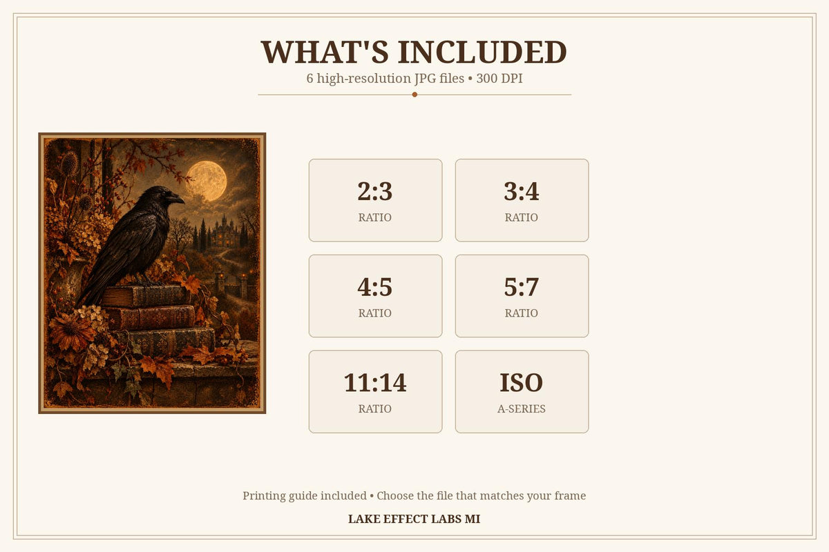 Harvest Raven | Vintage Raven Halloween Wall Art | Haunted Heirlooms No. 03 (Digital Download)
