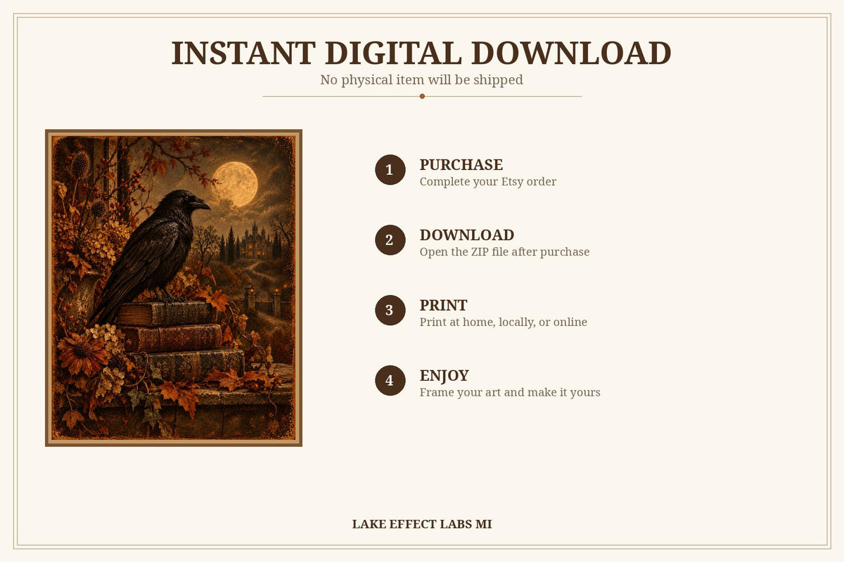 Harvest Raven | Vintage Raven Halloween Wall Art | Haunted Heirlooms No. 03 (Digital Download)