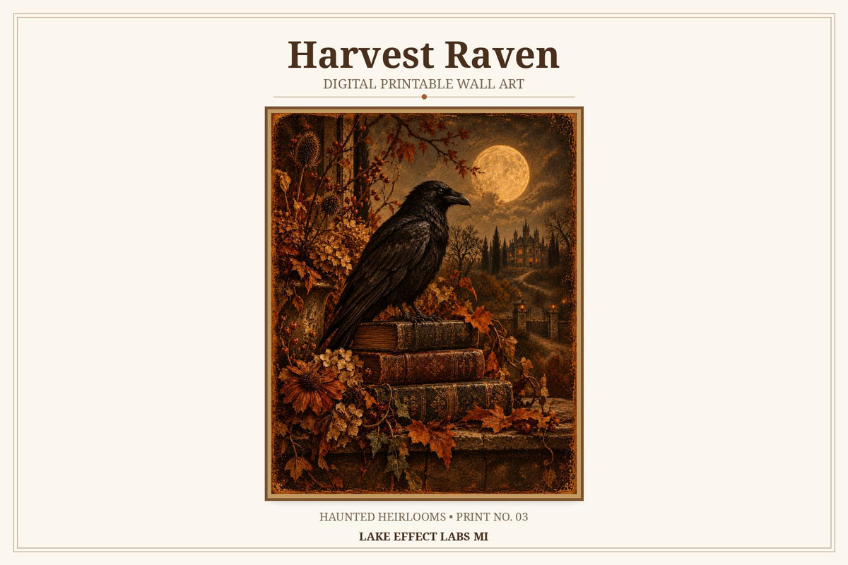Harvest Raven | Vintage Raven Halloween Wall Art | Haunted Heirlooms No. 03 (Digital Download)
