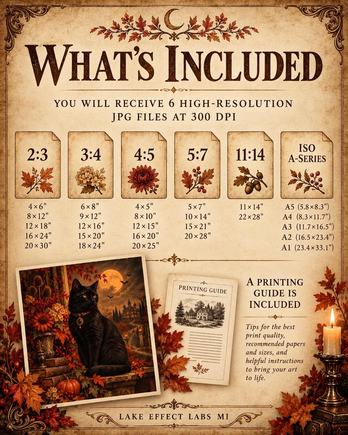 The Familiar | Black Cat Halloween Wall Art | Haunted Heirlooms No. 04 (Digital Download)