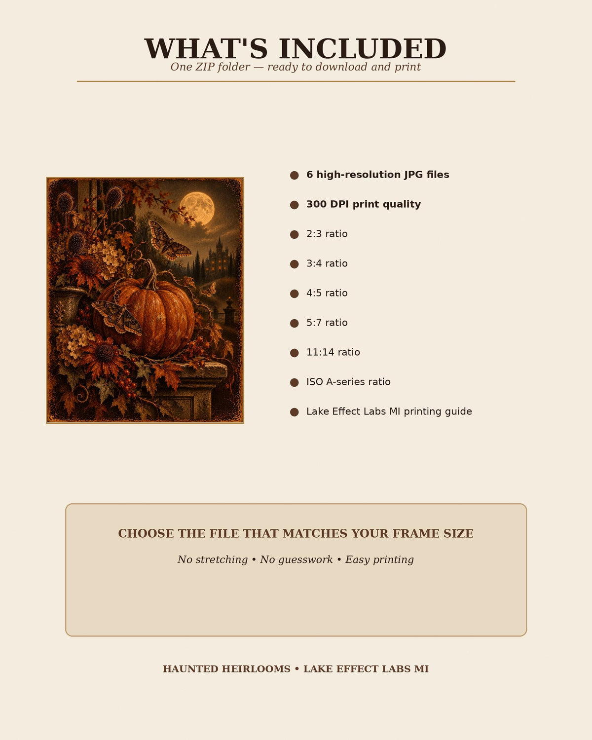 Moth & Pumpkin | Vintage Botanical Halloween Wall Art | Haunted Heirlooms No. 05 (Digital Download)