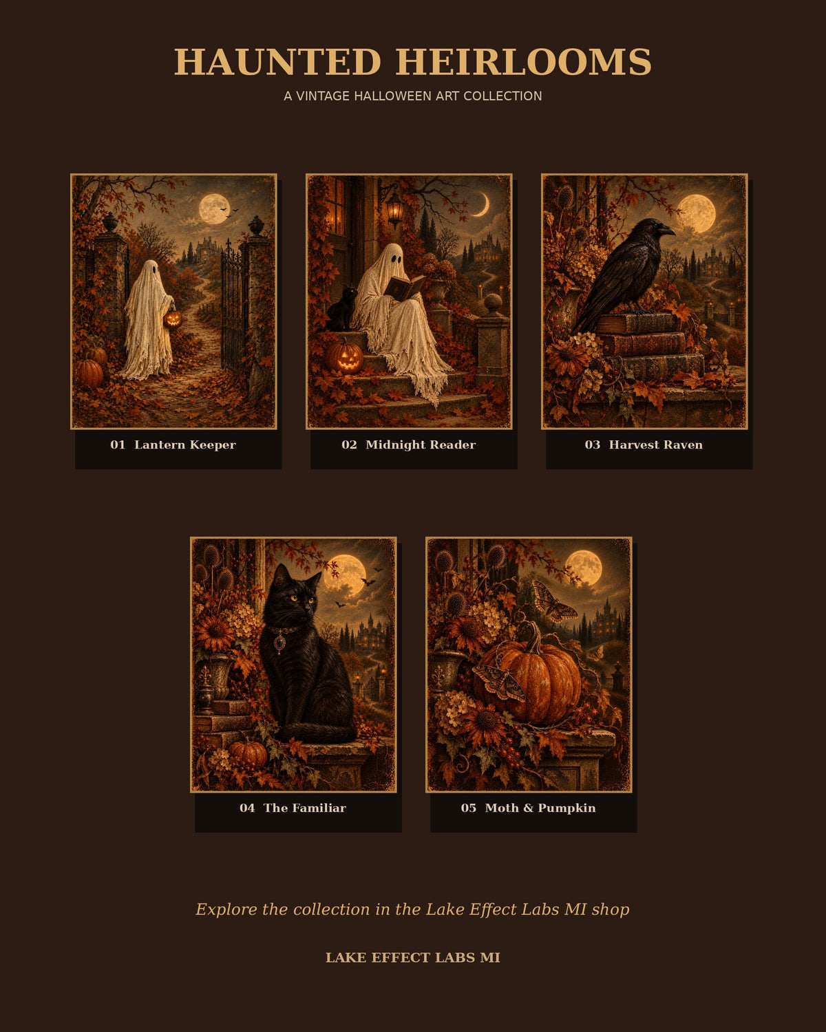 Moth & Pumpkin | Vintage Botanical Halloween Wall Art | Haunted Heirlooms No. 05 (Digital Download)