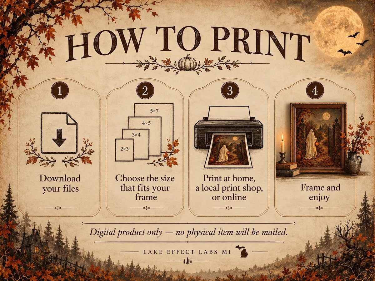The Lantern Keeper | Vintage Ghost Halloween Wall Art | Haunted Heirlooms No. 01 (Digital Download)