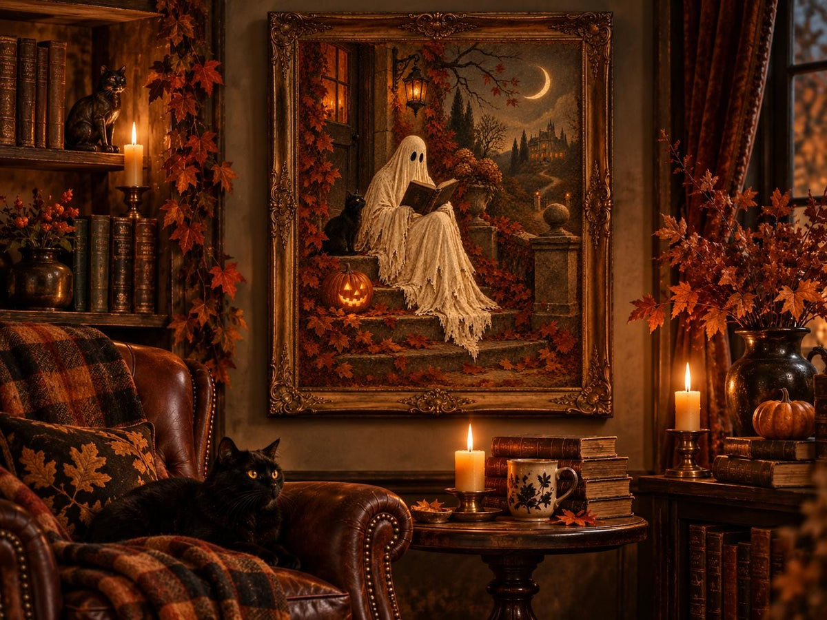 The Midnight Reader | Reading Ghost Halloween Wall Art | Haunted Heirlooms No. 02 (Digital Download)