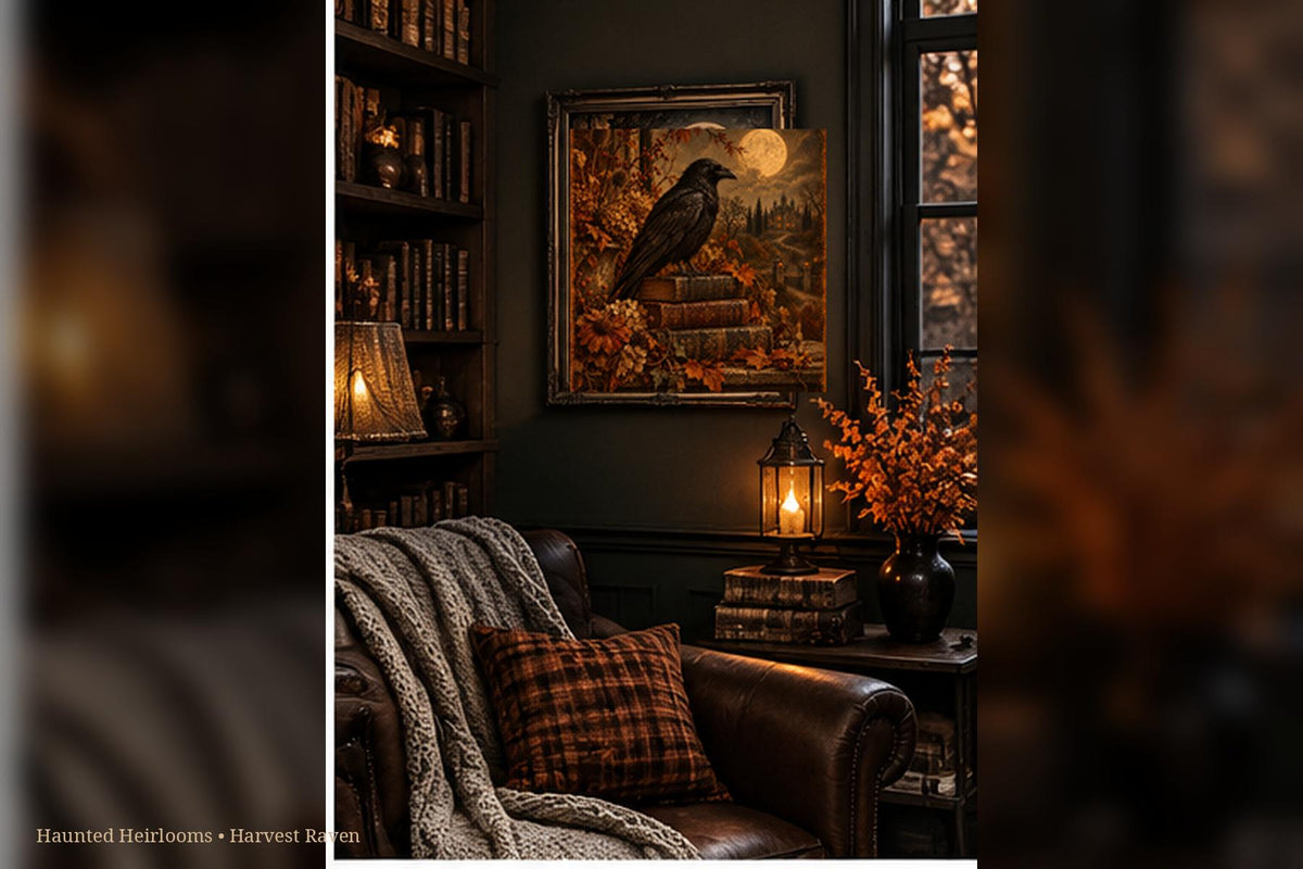 Harvest Raven | Vintage Raven Halloween Wall Art | Haunted Heirlooms No. 03 (Digital Download)