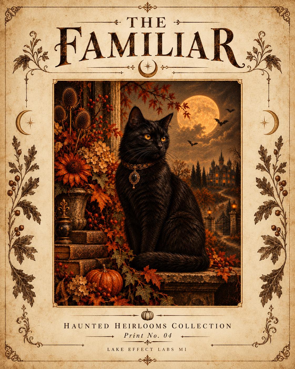 The Familiar | Black Cat Halloween Wall Art | Haunted Heirlooms No. 04 (Digital Download)