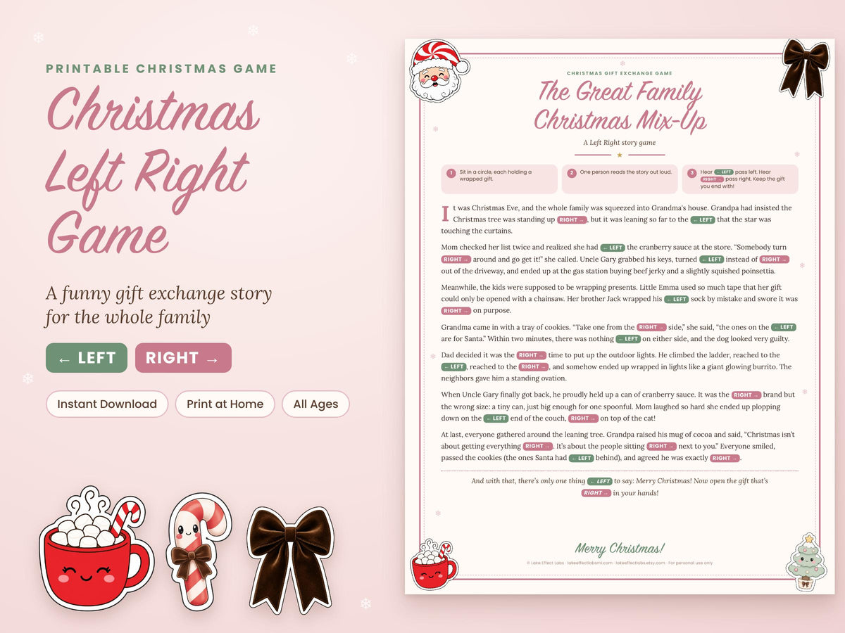 Christmas Left Right gift exchange game printable