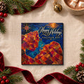 Stained Glass Saginaw Bay magnet on a linen flat lay