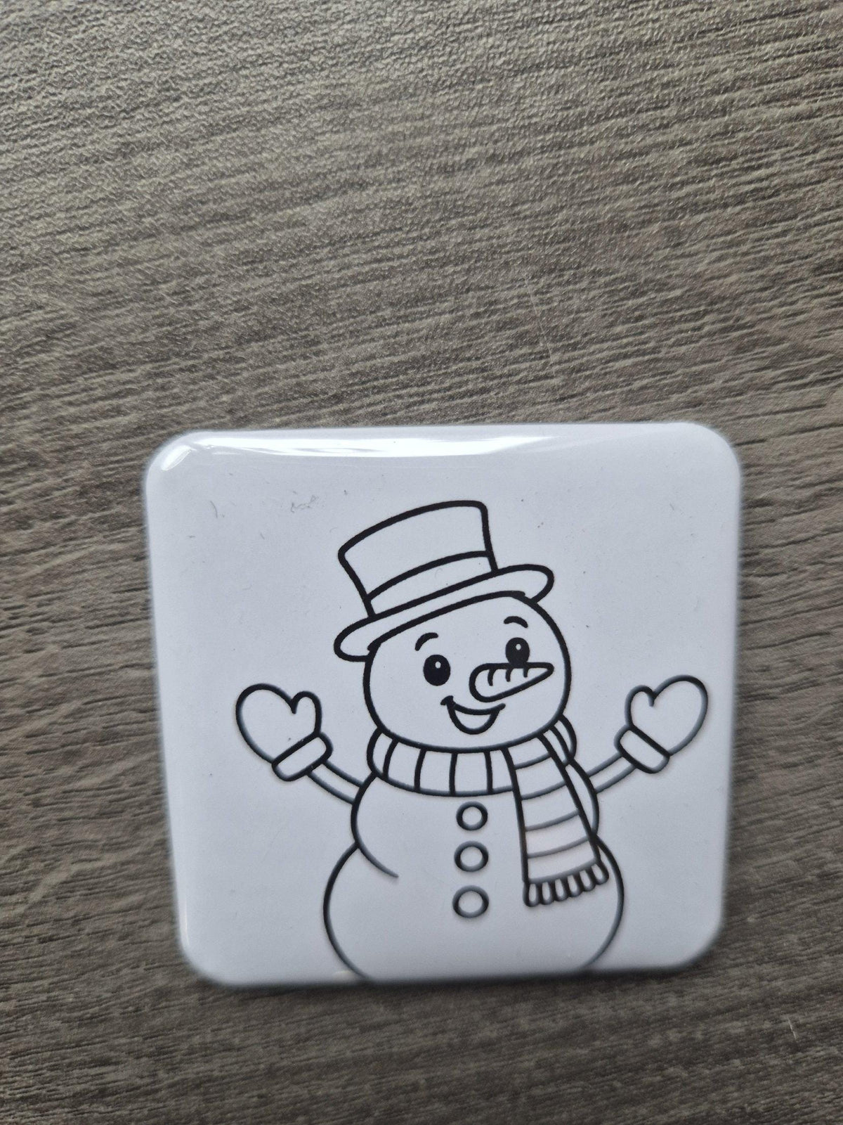 Color Your Own snowman magnet, real photo