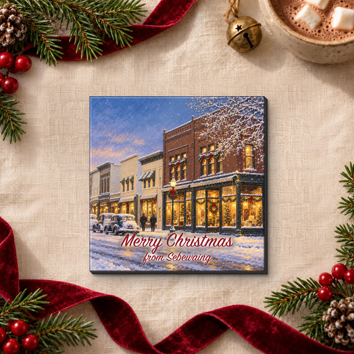 Merry Christmas from Sebewaing snowy Main Street magnet