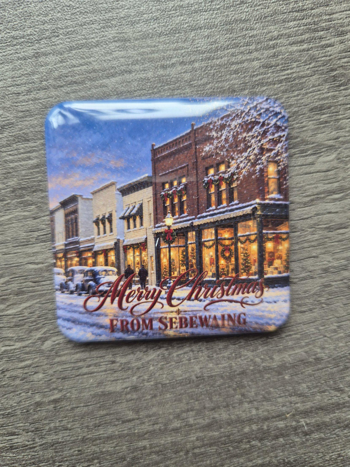 Merry Christmas from Sebewaing magnet, real photo