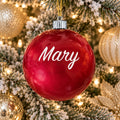 Red name ornament with silver cap - Custom name - Plain design (digital mockup)